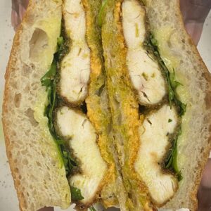 Chicken, Basil Pesto and Rocket Foccacia Sandwich