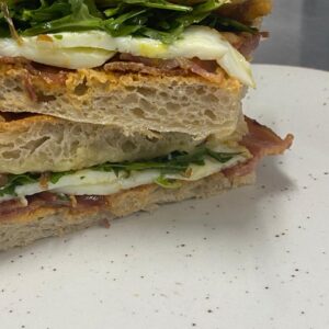 Bacon, Cheese and Egg Foccacia Sandwich