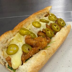 Hot Honey Chicken Baguette with Jalapeno