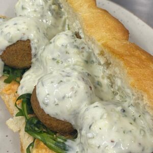 Falafel Baguette Sandwich with Tzakziki