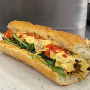 Philly Cheesesteak Baguette Sandwich
